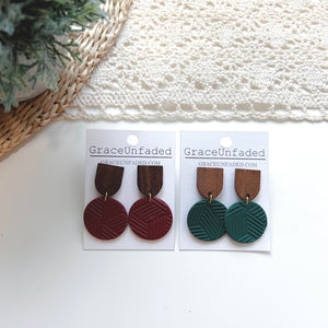 Christmas Wood and Clay Drop Earring