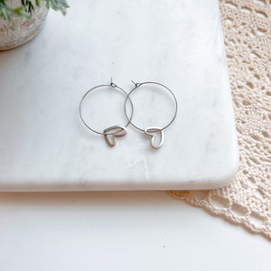 Gold Plated or Silver Heart Hoops
