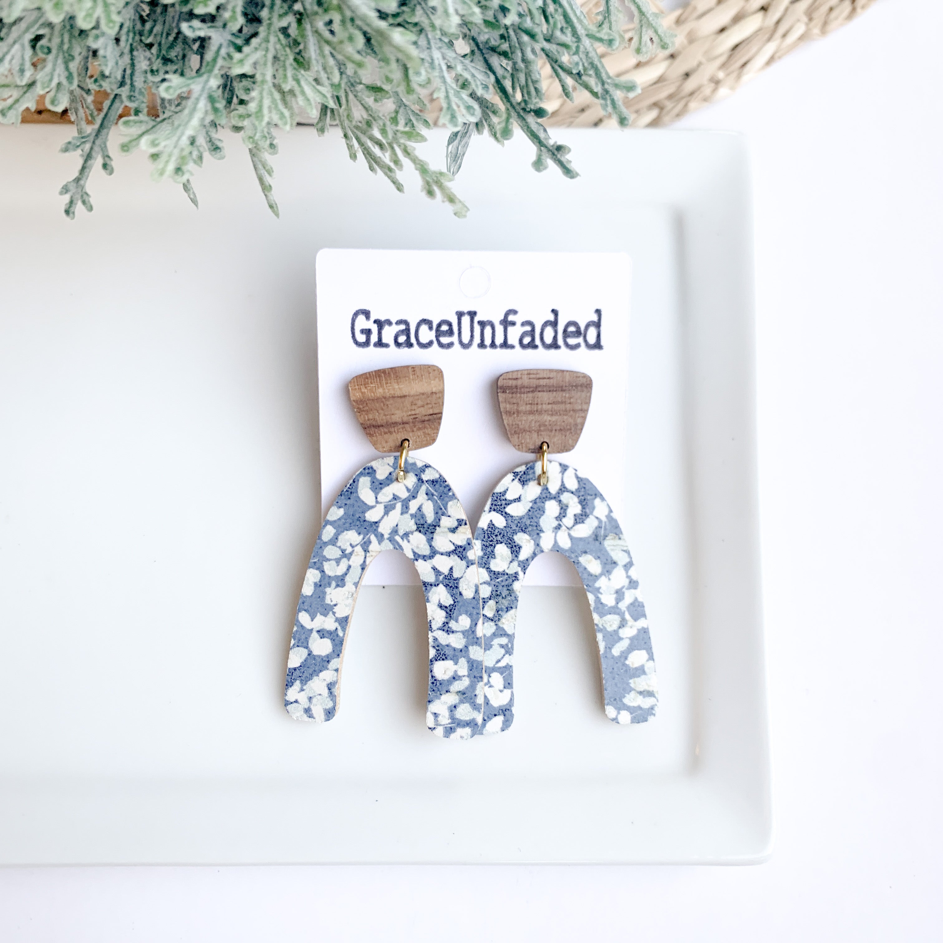 Blue Floral Leather Arch - GraceUnfaded