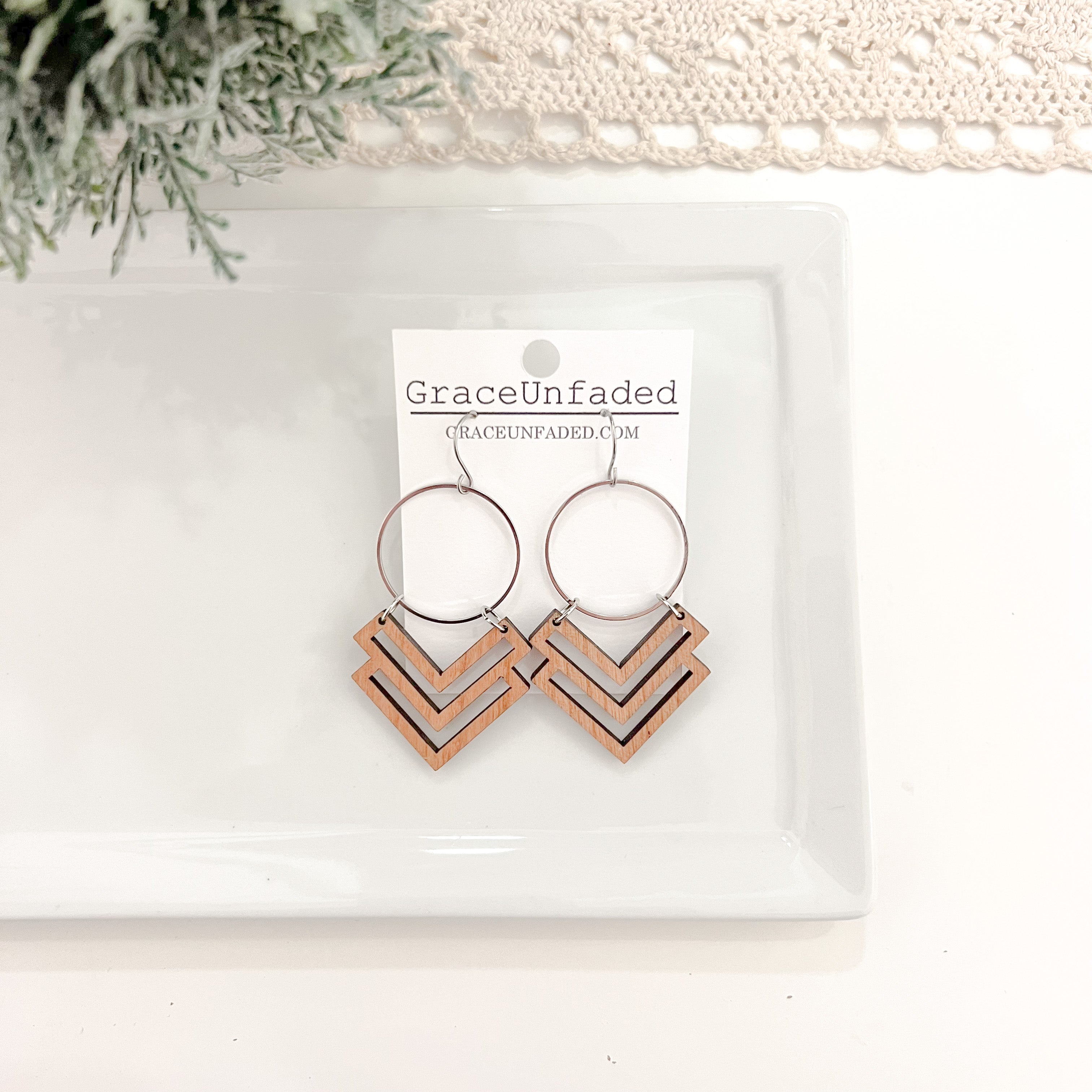 Wood Chevron- Silver or Gold - GraceUnfaded