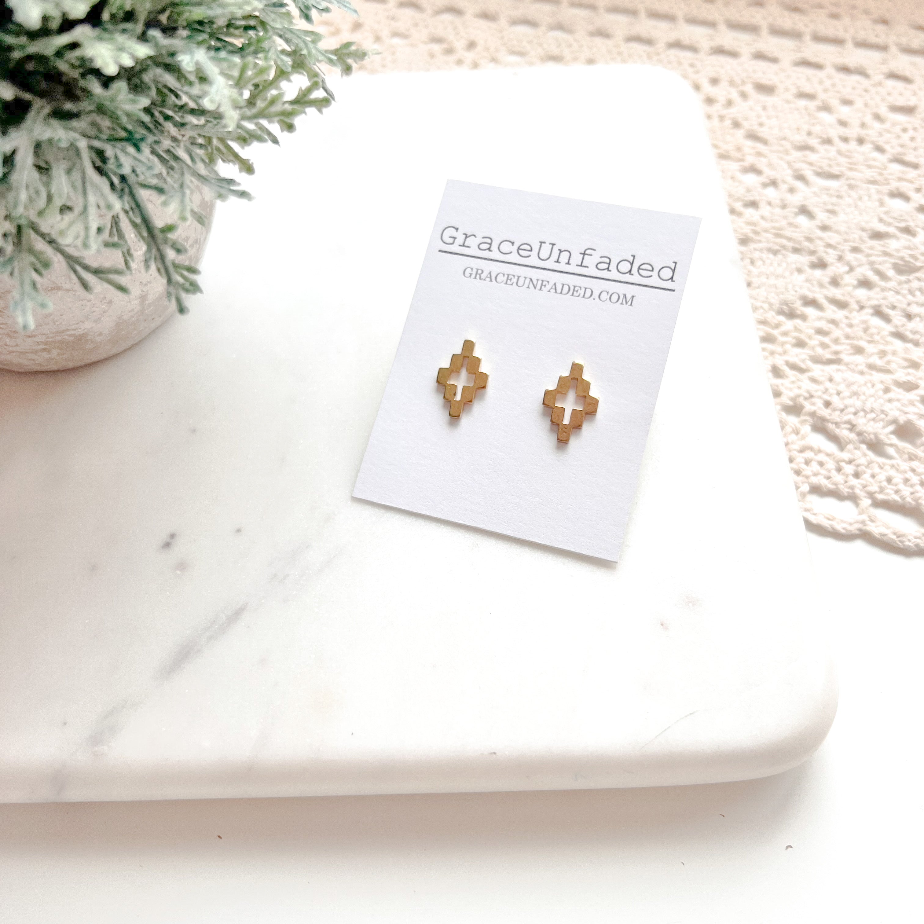 Gold Plated Mosaic Stud